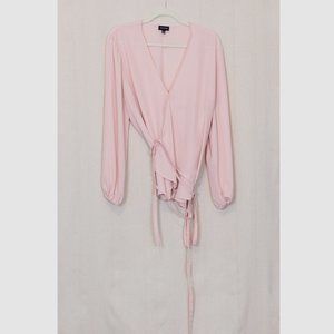 Blush pink long sleeved wrap blouse